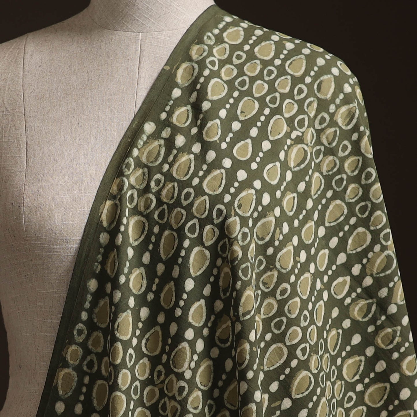 Grey - Gray - Bagru Dabu Hand Block Print Natural Dyed Cotton Fabric 02