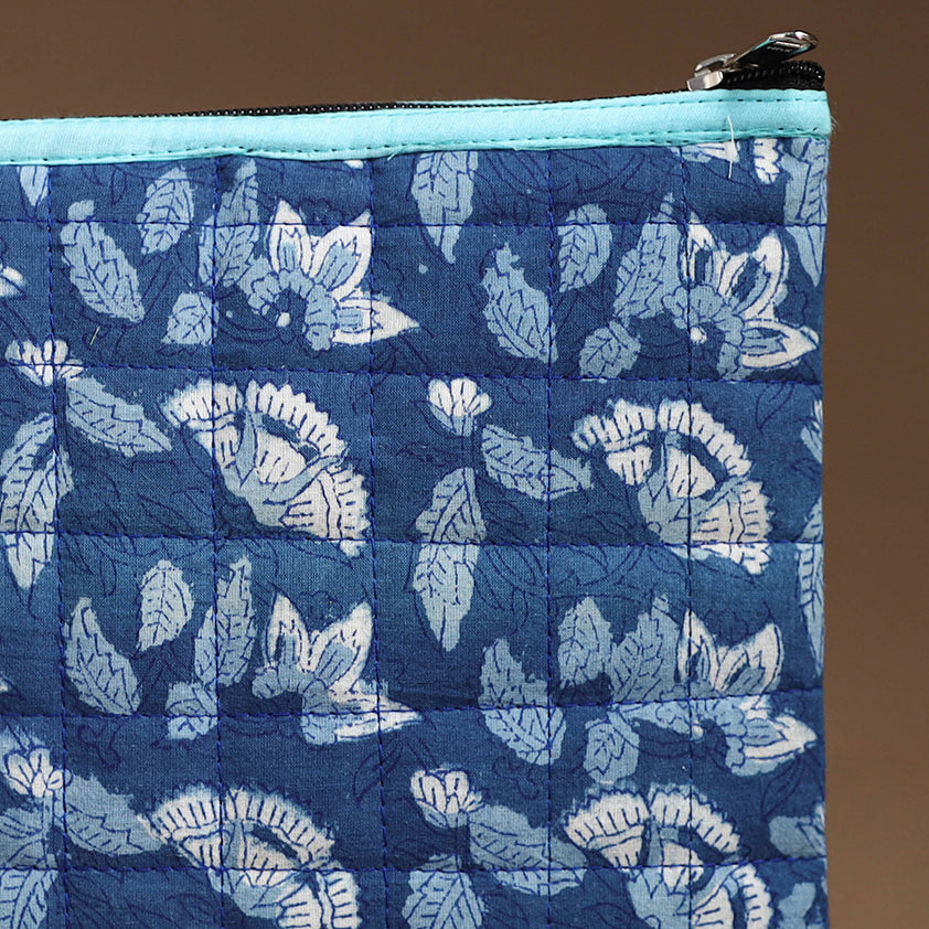 Blue - Handmade Quilted Cotton Utility Pouch 18