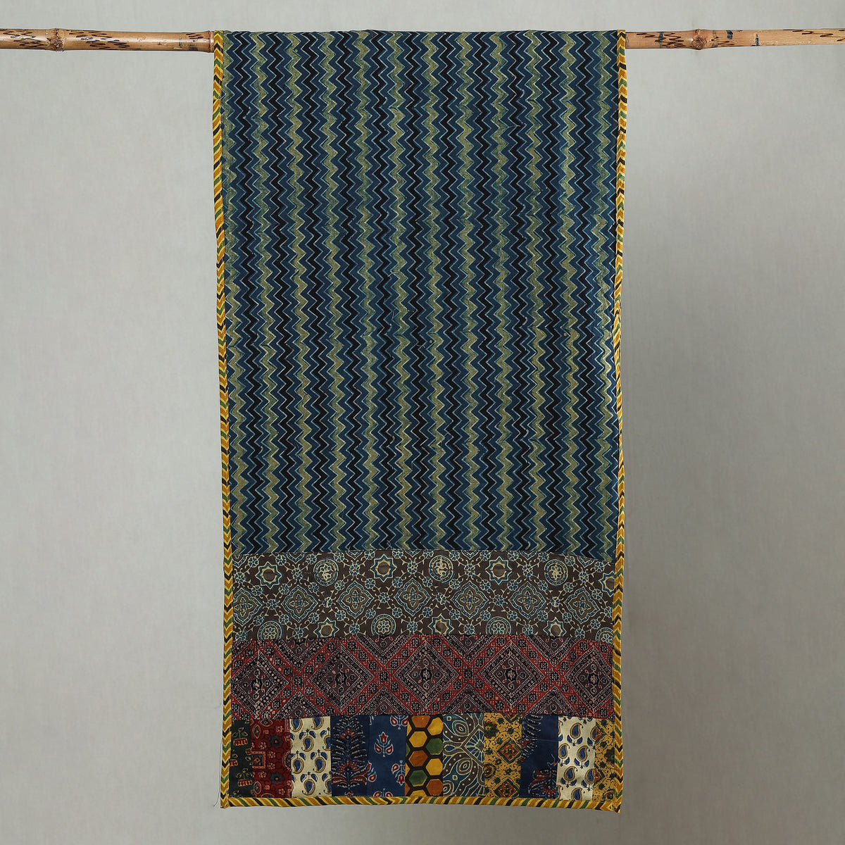 Multicolor - Patchwork Cotton Stole in Ajrakh Block Prints 51