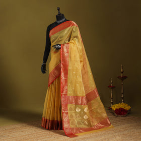 Yellow - traditional tissue zari handloom buti katan