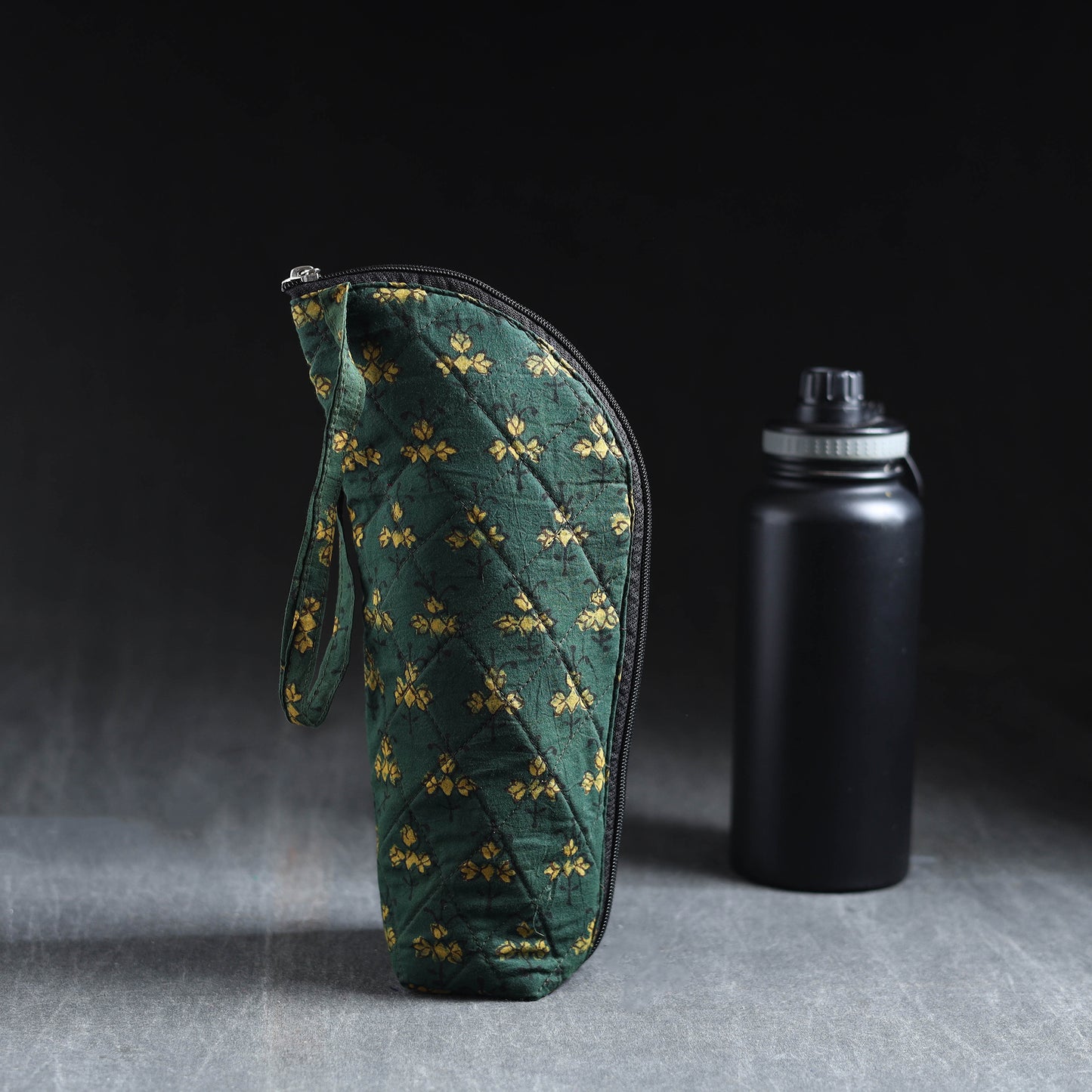 Green Handmade Cotton 1L Water Bottle Cover