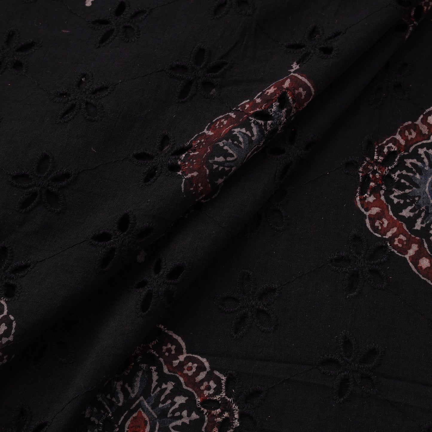 Natural Dyed Ajrakh Hand Block Print Cotton Hakoba Fabric 103