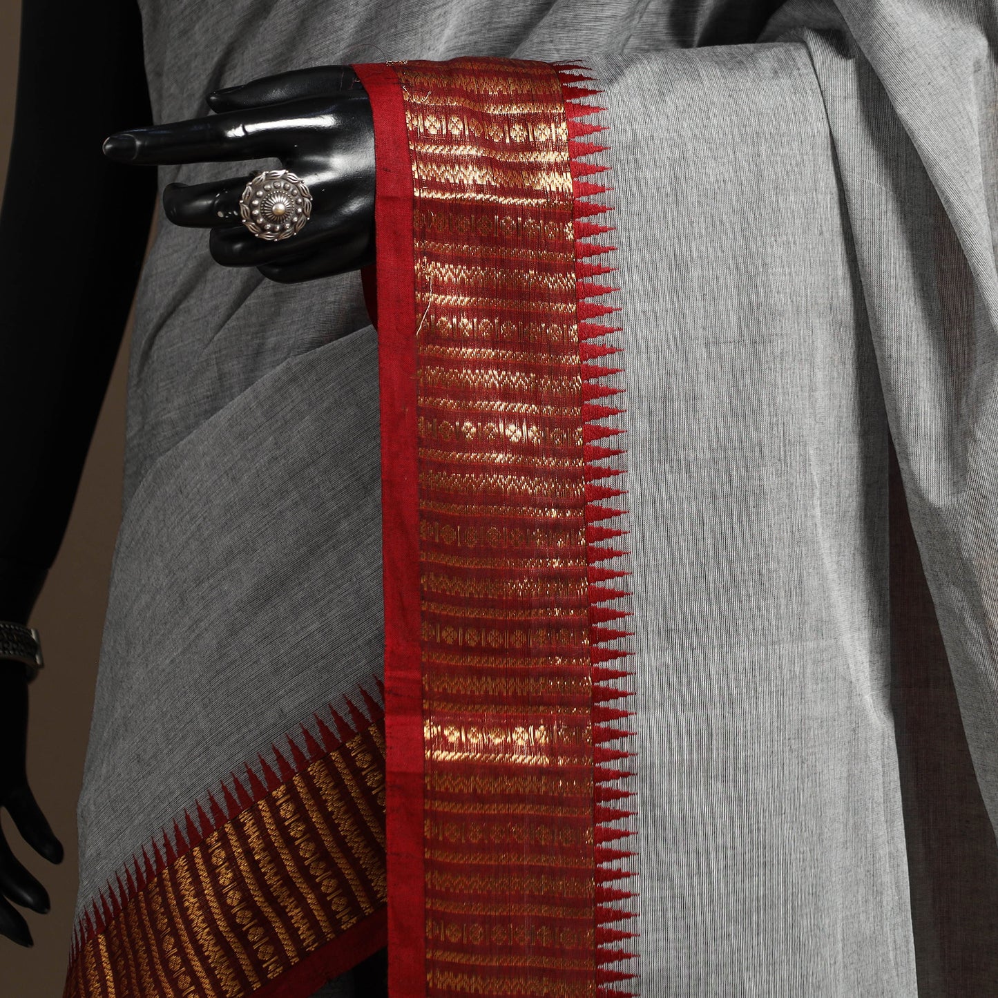 Grey - kandangi chettinad cotton saree with border 110