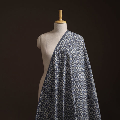 Blue - Bagru Dabu Hand Block Print Natural Dyed Cotton Fabric 04