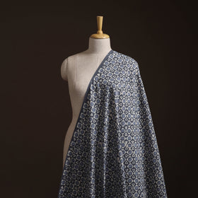 Blue - Bagru Dabu Hand Block Print Natural Dyed Cotton Fabric 04