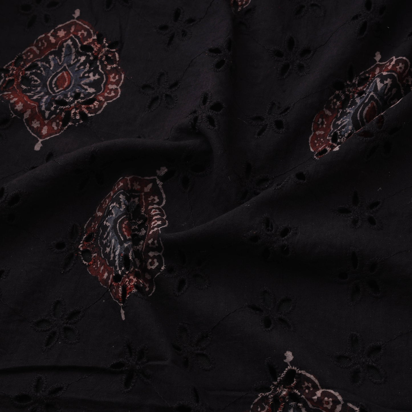 Natural Dyed Ajrakh Hand Block Print Cotton Hakoba Fabric 103