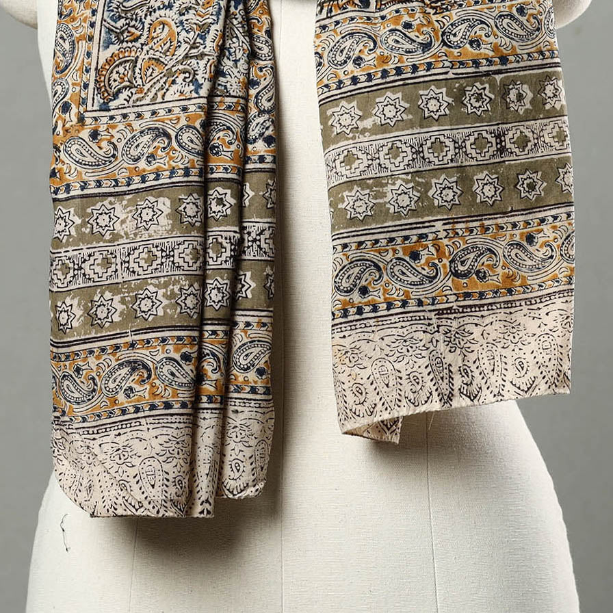 Multicolor - Natural Dyed Block Print Mul Cotton Kalamkari Stole 20