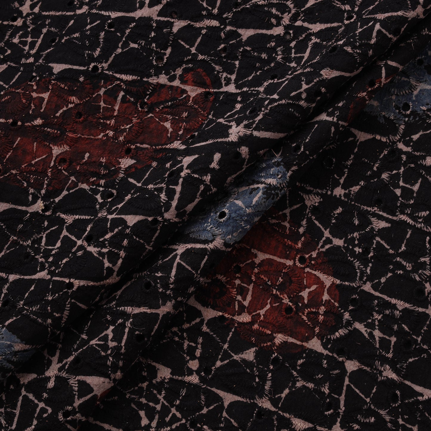 Natural Dyed Ajrakh Hand Block Print Cotton Hakoba Fabric 104