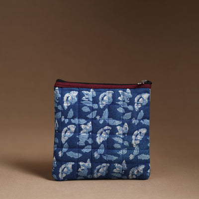 Blue - Handmade Quilted Cotton Utility Pouch 21