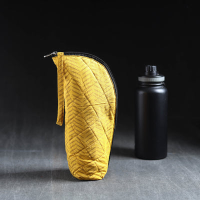 Yellow Handmade Cotton 1L Water Bottle Cover