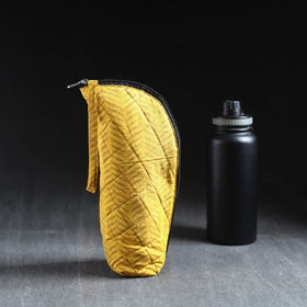 Yellow Handmade Cotton 1L Water Bottle Cover