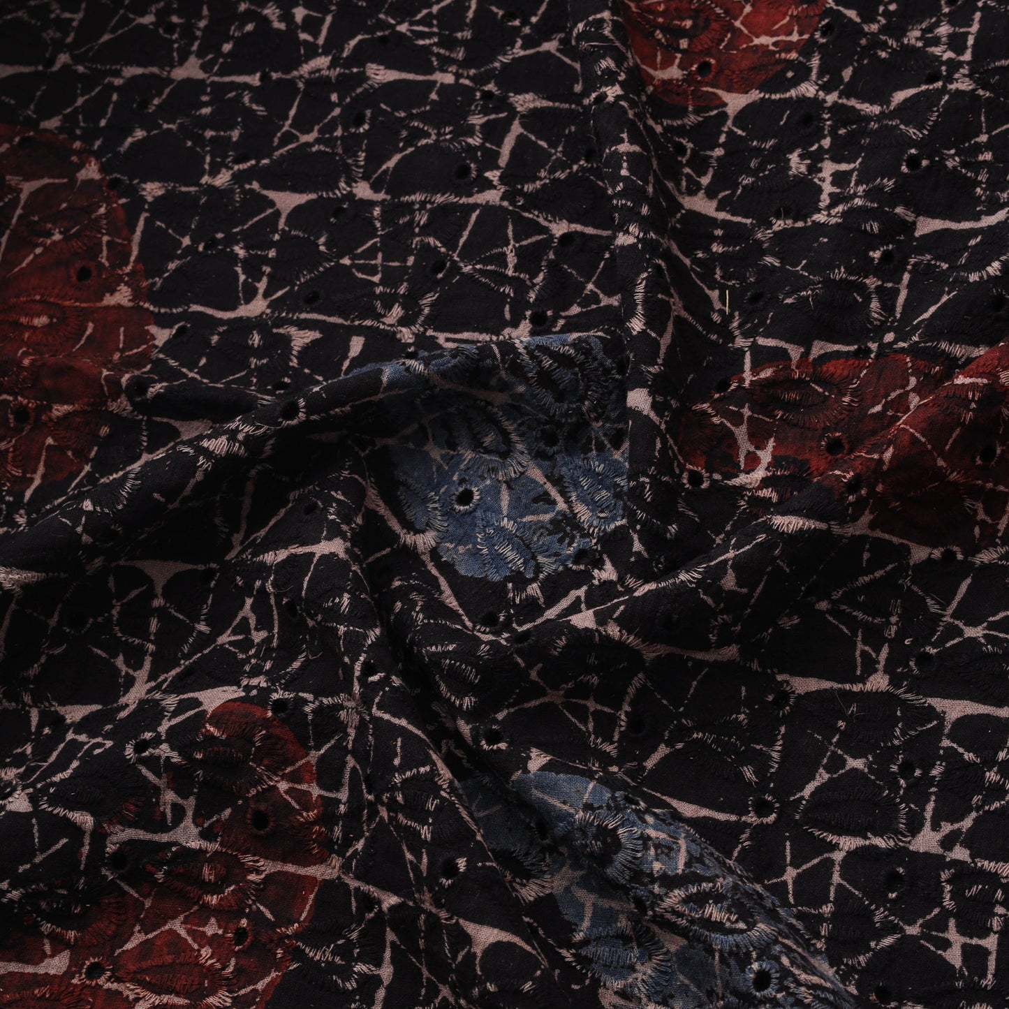 Natural Dyed Ajrakh Hand Block Print Cotton Hakoba Fabric 104