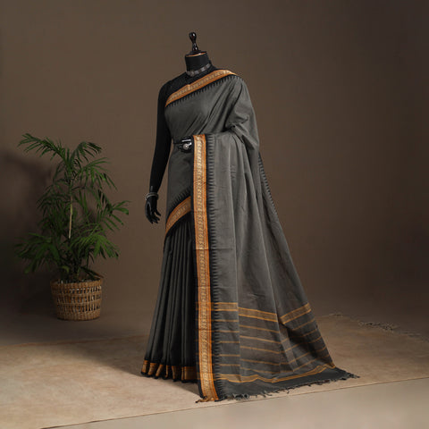 Grey - kandangi chettinad cotton saree with border 111