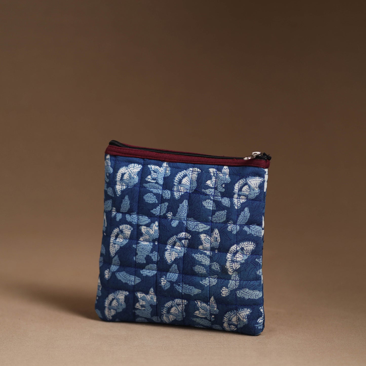 Blue - Handmade Quilted Cotton Utility Pouch 21