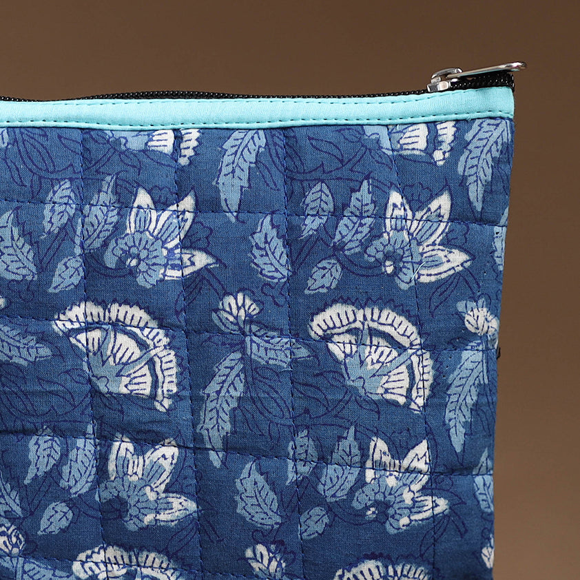 Blue - Handmade Quilted Cotton Utility Pouch 22