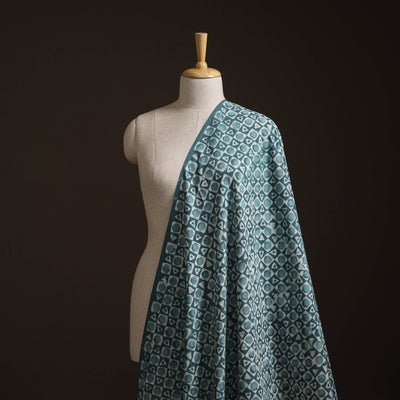 Blue - Bagru Dabu Hand Block Print Natural Dyed Cotton Fabric 05