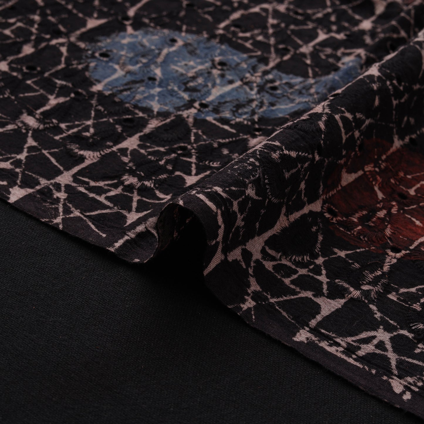 Natural Dyed Ajrakh Hand Block Print Cotton Hakoba Fabric 104