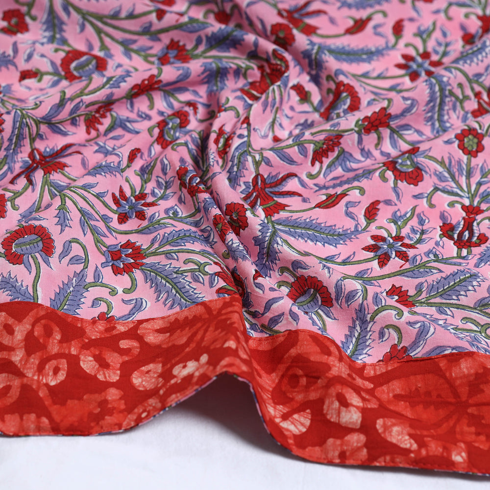 Pink - Sanganeri Block Printed Cotton Blouse Piece