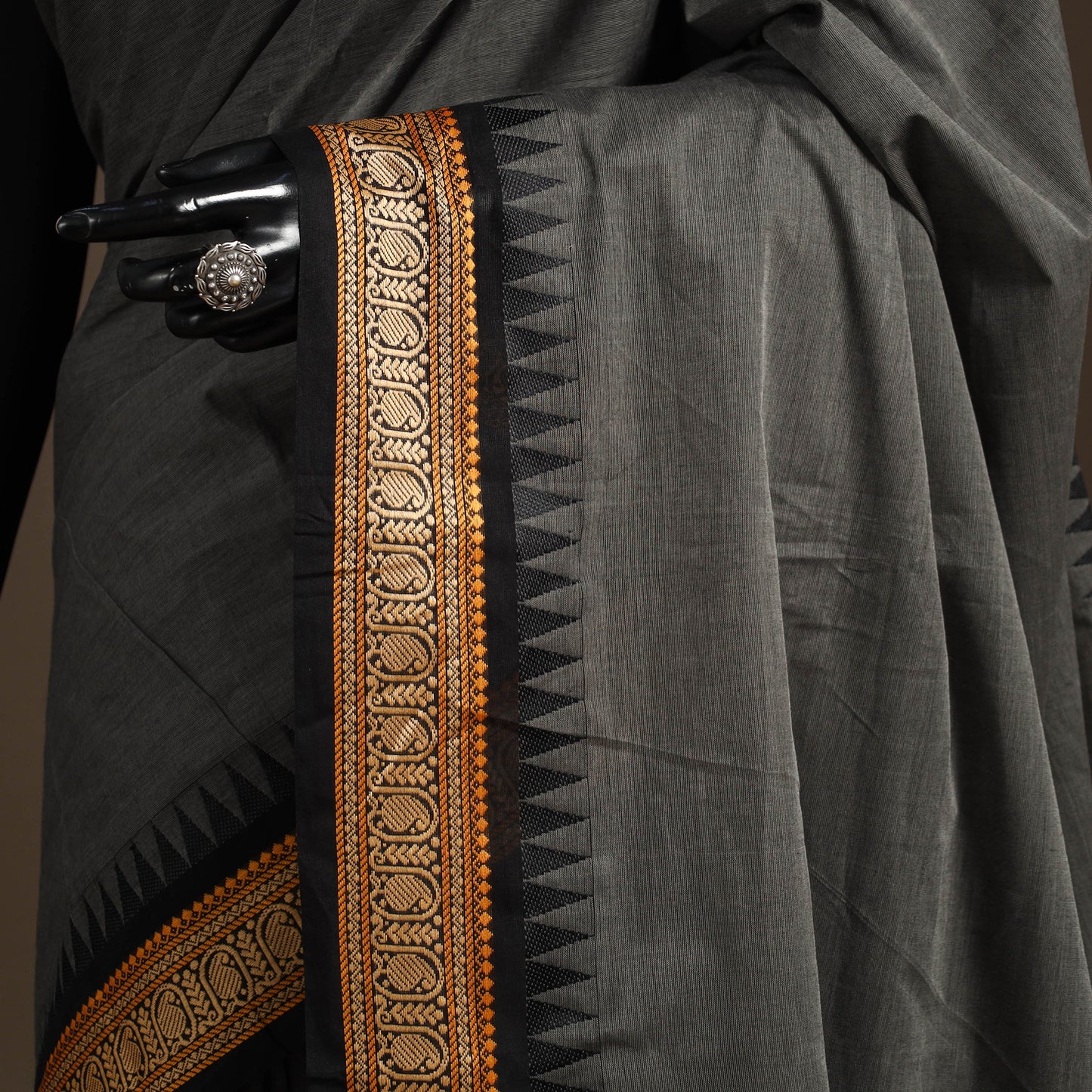 Grey - kandangi chettinad cotton saree with border 111