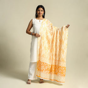 Buy Orange Cotton Jaipur Printed Dupatta Online