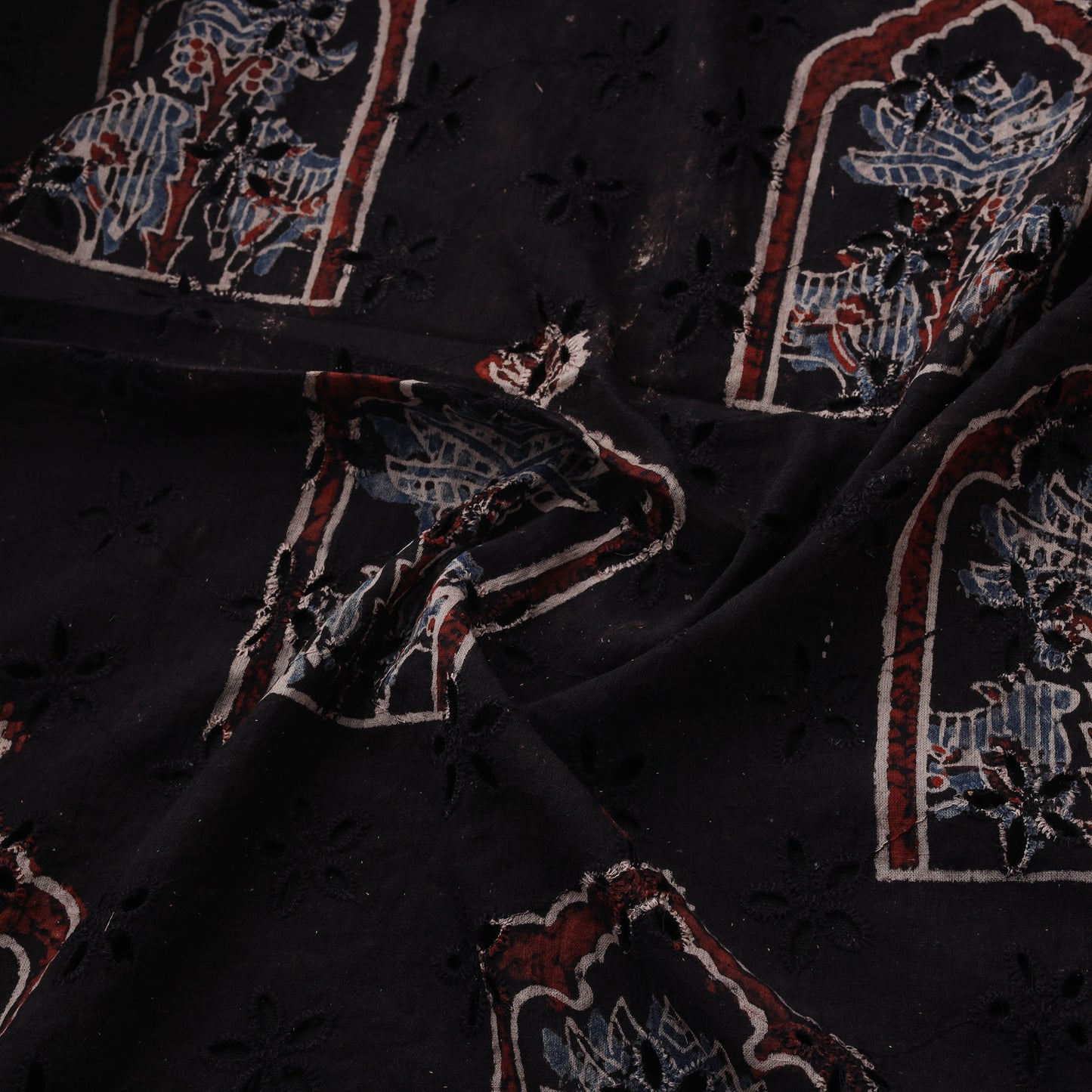 Natural Dyed Ajrakh Hand Block Print Cotton Hakoba Fabric 105