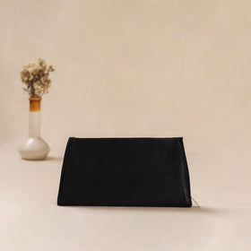 Black - Traditional Kutch Mashru Silk Leather Flap Clutch / Wallet 19