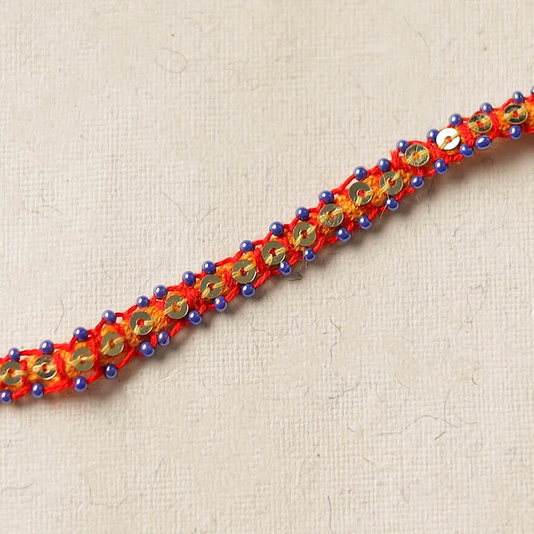 Hand Embroidered Beadwork Blanket Stitch Rakhi 25