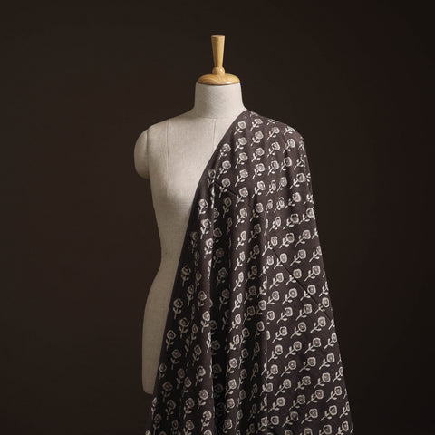 Brown - Bagru Dabu Hand Block Print Natural Dyed Cotton Fabric 06