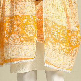 Buy Orange Cotton Jaipur Printed Dupatta Online