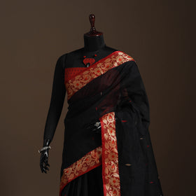 Black - bengali tant saree with matching jewellery & blouse
