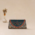 Traditional Kutch Mashru Silk Leather Flap Clutch / Wallet 21