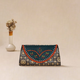 Traditional Kutch Mashru Silk Leather Flap Clutch / Wallet 21