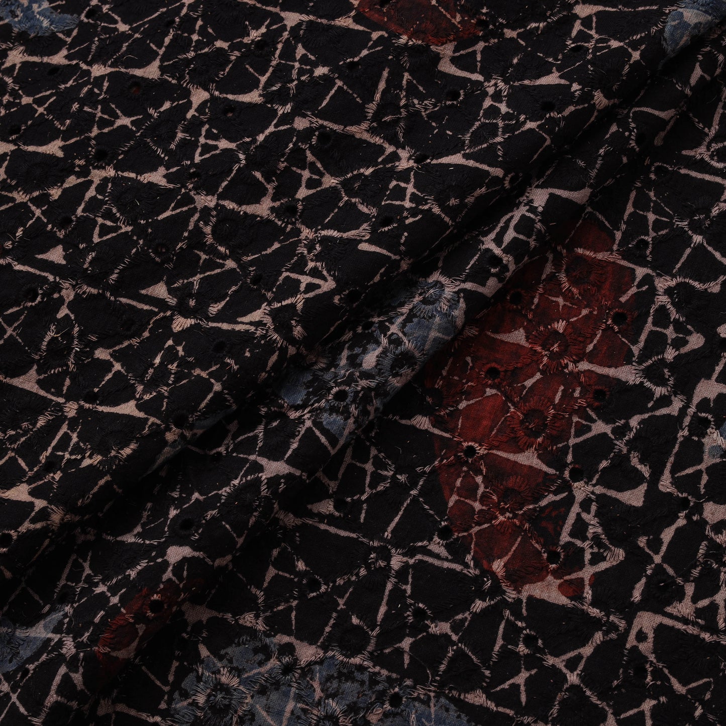Natural Dyed Ajrakh Hand Block Print Cotton Hakoba Fabric 107