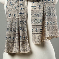 Grey - Natural Dyed Block Print Mul Cotton Kalamkari Stole 27