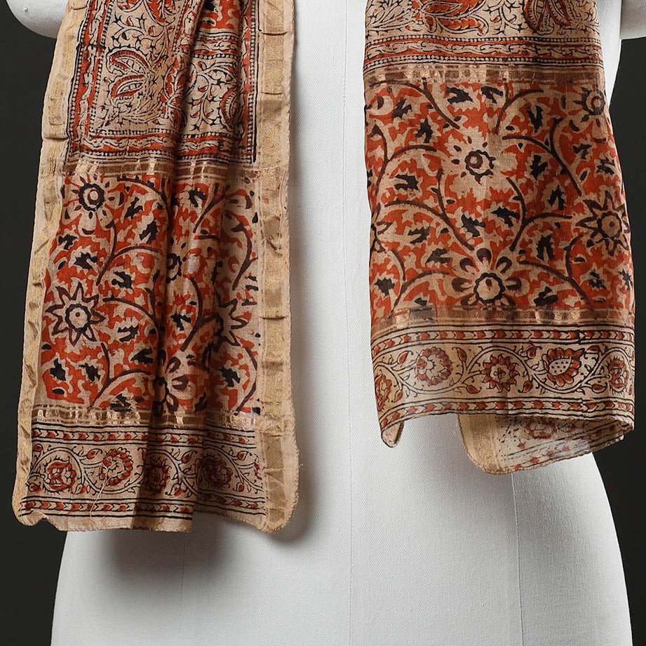 Pedana Block Print Chanderi Silk Kalamkari Stole 25