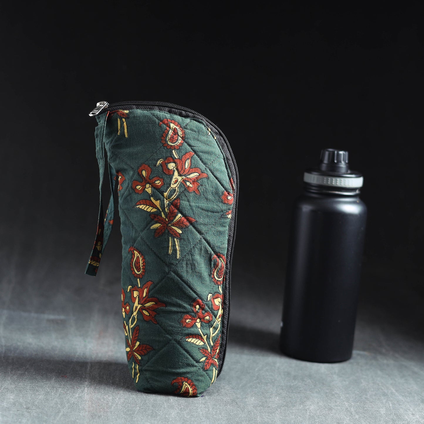 Green Handmade Cotton 1L Water Bottle Cover