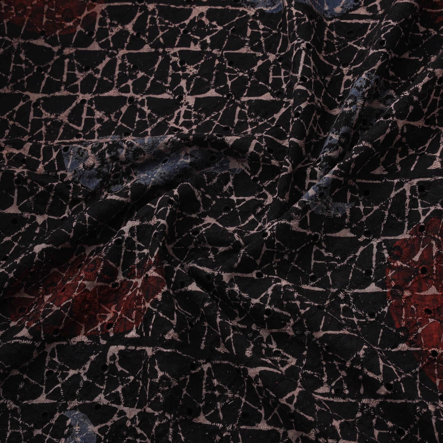 Natural Dyed Ajrakh Hand Block Print Cotton Hakoba Fabric 107