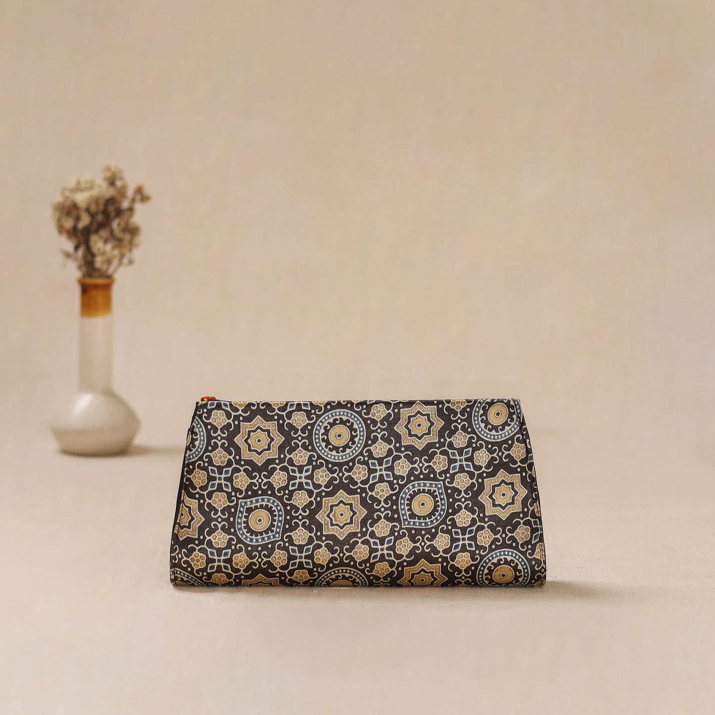 Traditional Kutch Mashru Silk Leather Flap Clutch / Wallet 21