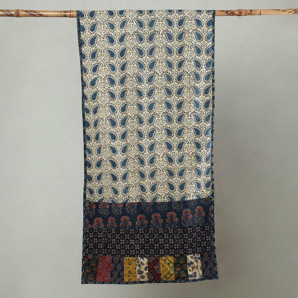 Multicolor - Patchwork Cotton Stole in Ajrakh Block Prints 34