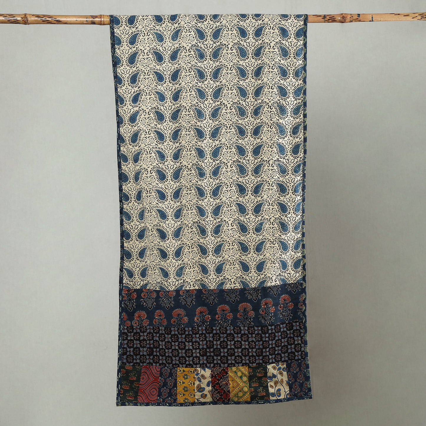 Multicolor - Patchwork Cotton Stole in Ajrakh Block Prints 34