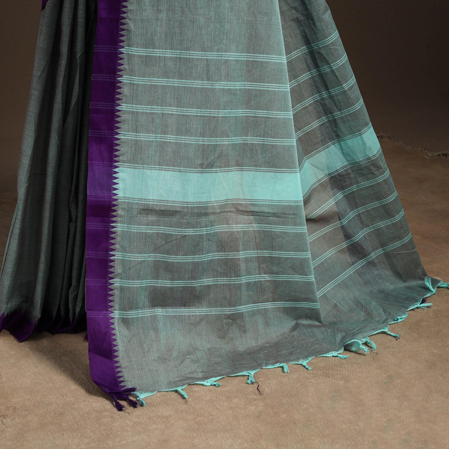 Blue - kandangi chettinad cotton saree with border 112