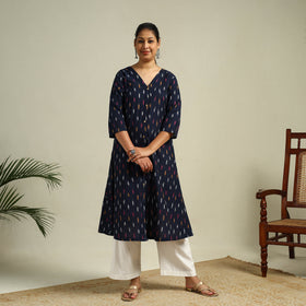 Cotton A-Line Pochampally Ikat Kurta for women