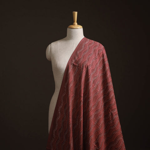 Maroon - Bagru Dabu Hand Block Print Natural Dyed Cotton Fabric 09
