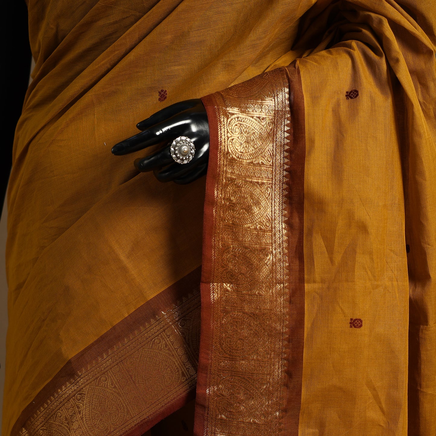 Brown Kandangi Chettinad Cotton Saree with Border