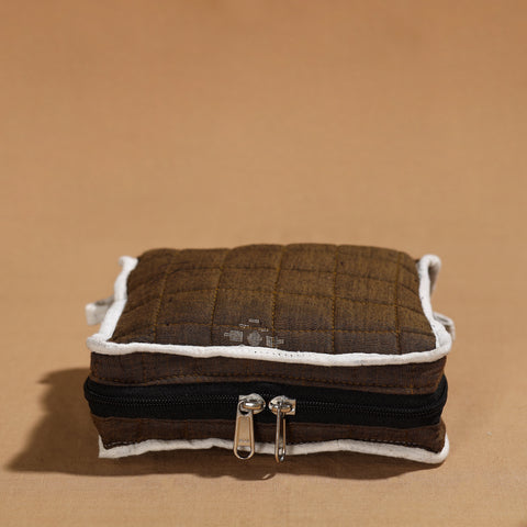 Brown Handmade 4 Pockets Cotton Jewelry Bag 15