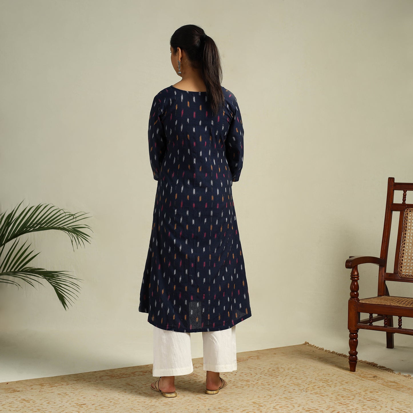Cotton A-Line Pochampally Ikat Kurta for women