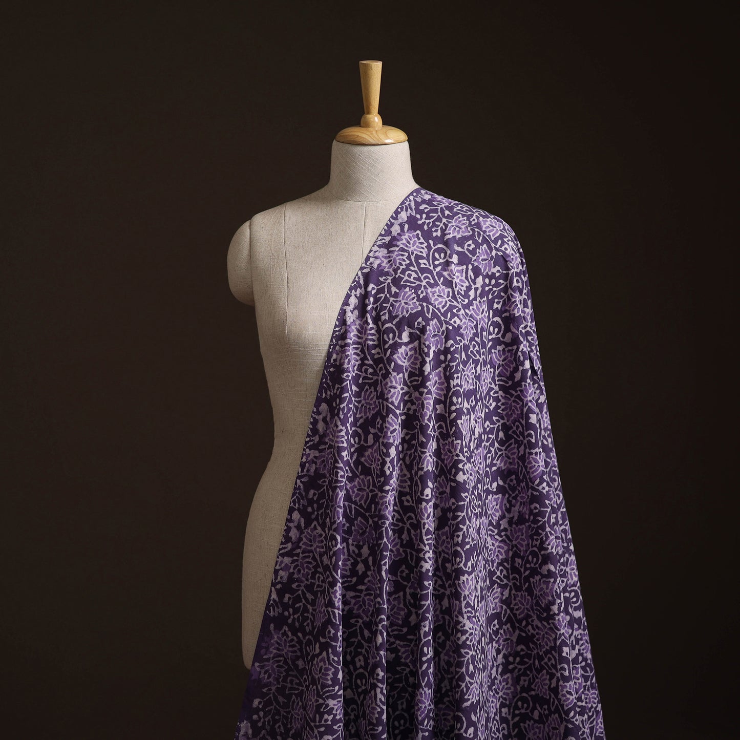 Purple - Bagru Dabu Hand Block Print Natural Dyed Cotton Fabric 10