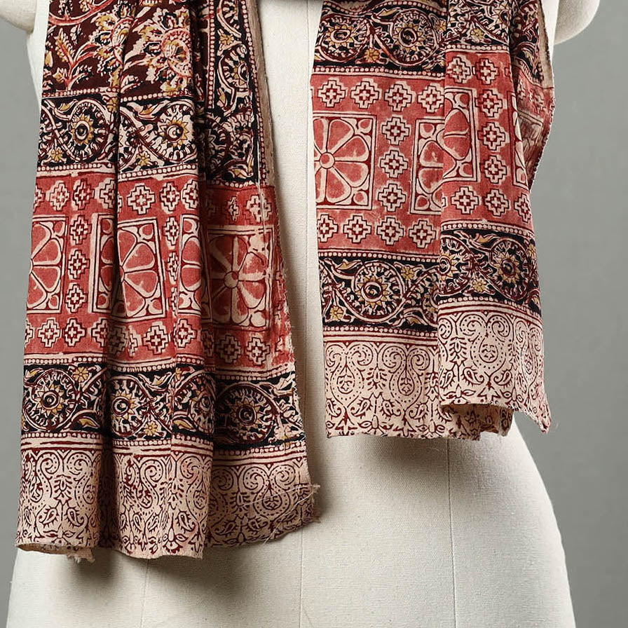 Multicolor - Natural Dyed Block Print Mul Cotton Kalamkari Stole 31