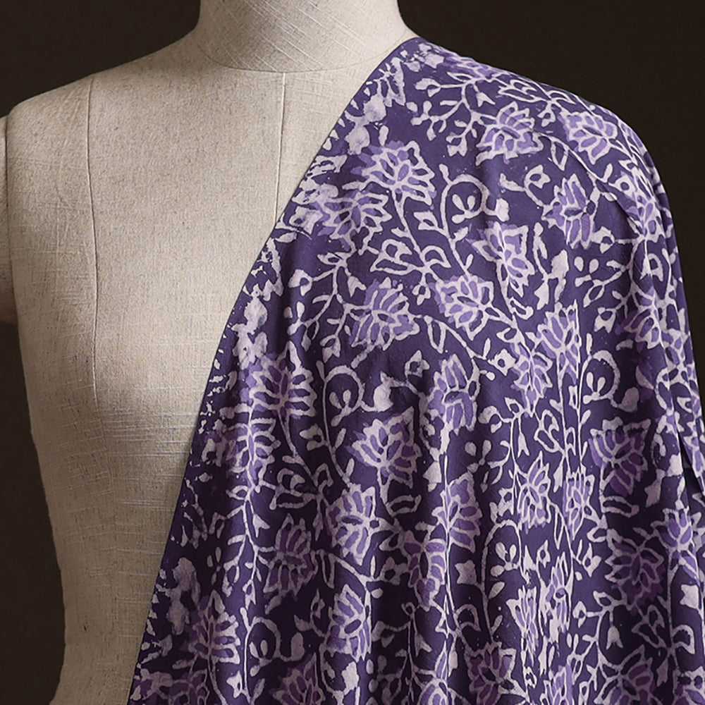 Purple - Bagru Dabu Hand Block Print Natural Dyed Cotton Fabric 10