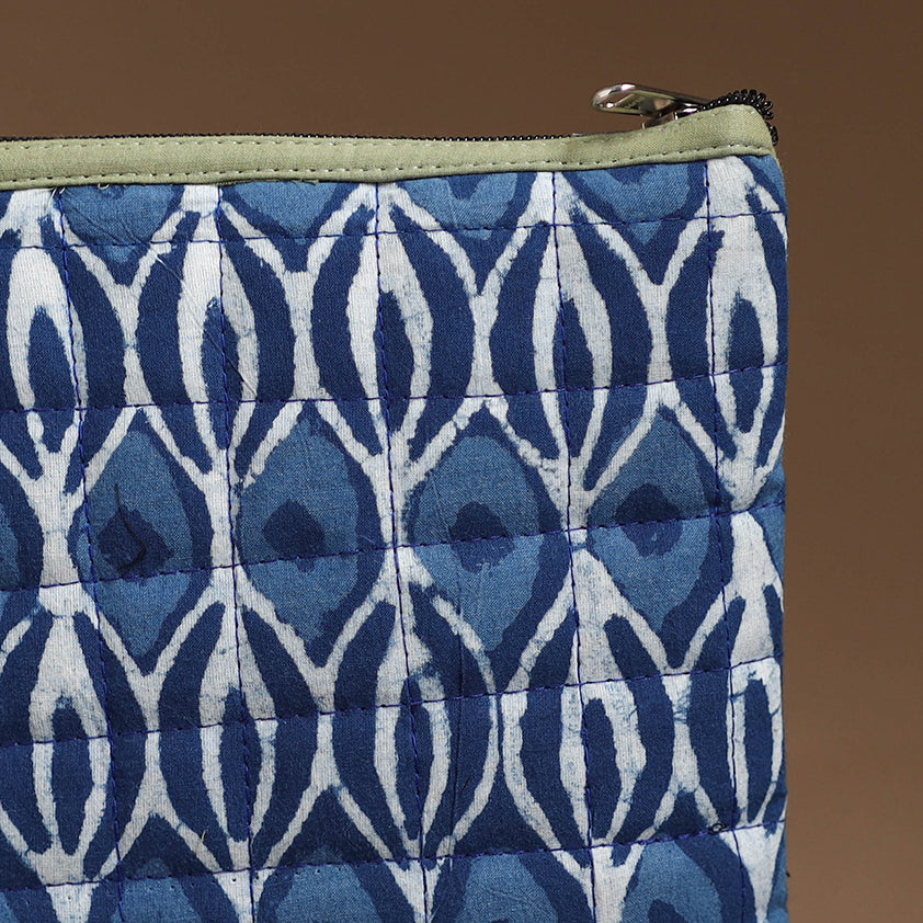 Blue - Handmade Quilted Cotton Utility Pouch 31